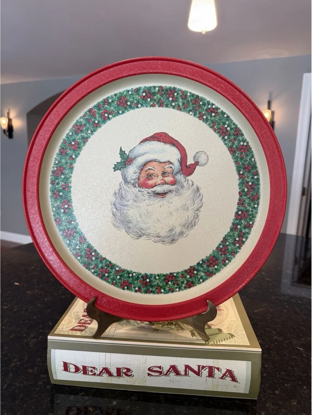 Vintage 1988 Potpourri Press Hong Kong Santal Christmas Tray Metal 13.5” EUC